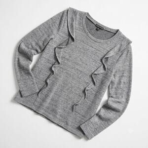 J Crew Mercantile Ruffle Sweatshirt Sweater Gray Round Neck Casual Womens Small